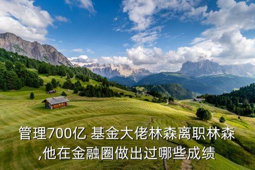 管理700億 基金大佬林森離職林森,他在金融圈做出過哪些成績