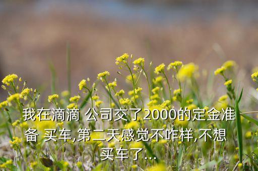 我在滴滴 公司交了2000的定金準(zhǔn)備 買車,第二天感覺不咋樣,不想 買車了...