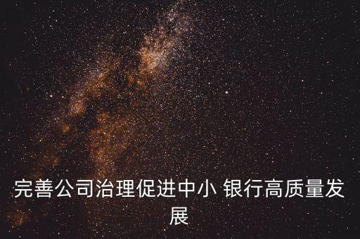 完善公司治理促進中小 銀行高質量發(fā)展