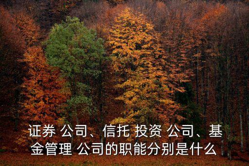  證券 公司、信托 投資 公司、基金管理 公司的職能分別是什么