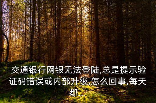 交通銀行網(wǎng)銀無法登陸,總是提示驗(yàn)證碼錯(cuò)誤或內(nèi)部升級,怎么回事,每天都...