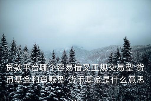 貸款平臺(tái)哪個(gè)容易借又正規(guī)交易型 貨幣基金和申贖型 貨幣基金是什么意思...