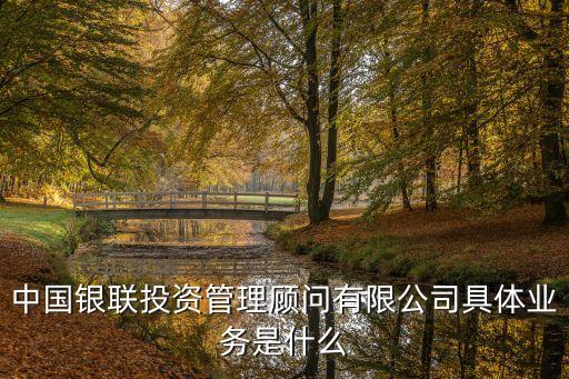 中國銀聯(lián)投資管理顧問有限公司具體業(yè)務是什么