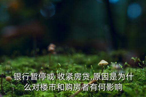  銀行暫?；?收緊房貸,原因是為什么對樓市和購房者有何影響
