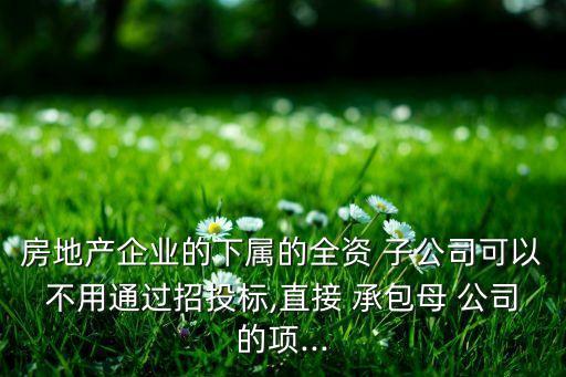 房地產(chǎn)企業(yè)的下屬的全資 子公司可以不用通過(guò)招投標(biāo),直接 承包母 公司的項(xiàng)...