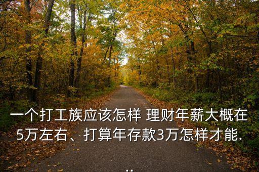 一個打工族應(yīng)該怎樣 理財年薪大概在5萬左右、打算年存款3萬怎樣才能...