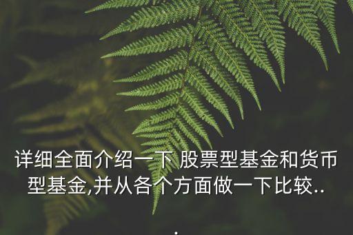 詳細全面介紹一下 股票型基金和貨幣型基金,并從各個方面做一下比較...