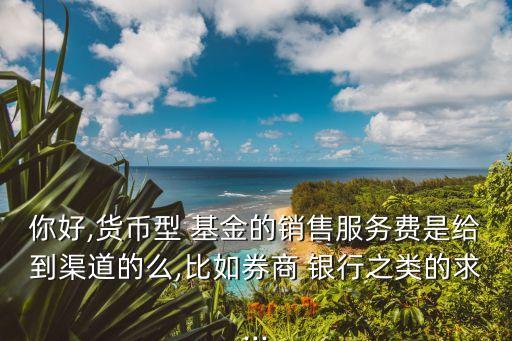你好,貨幣型 基金的銷售服務費是給到渠道的么,比如券商 銀行之類的求...