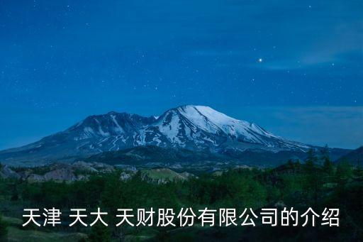 天津 天大 天財股份有限公司的介紹