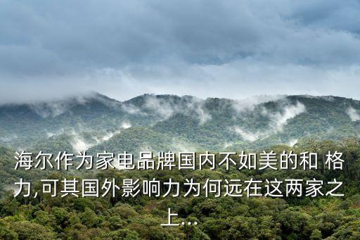 海爾作為家電品牌國內(nèi)不如美的和 格力,可其國外影響力為何遠在這兩家之上...