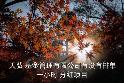  天弘 基金管理有限公司有沒(méi)有排單一小時(shí) 分紅項(xiàng)目