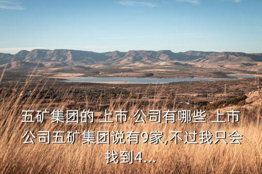 五礦集團的 上市 公司有哪些 上市 公司五礦集團說有9家,不過我只會找到4...