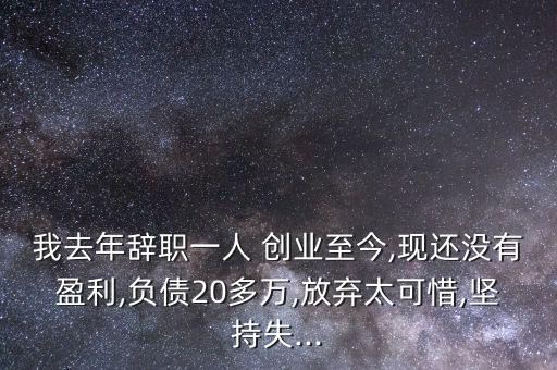 我去年辭職一人 創(chuàng)業(yè)至今,現(xiàn)還沒有盈利,負債20多萬,放棄太可惜,堅持失...