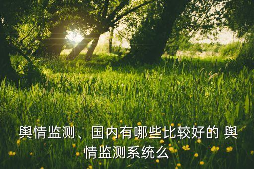  輿情監(jiān)測、國內(nèi)有哪些比較好的 輿情監(jiān)測系統(tǒng)么