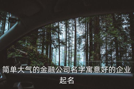 簡單大氣的金融公司名字寓意好的企業(yè)起名