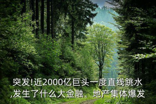 突發(fā)!近2000億巨頭一度直線跳水,發(fā)生了什么大金融、地產(chǎn)集體爆發(fā)