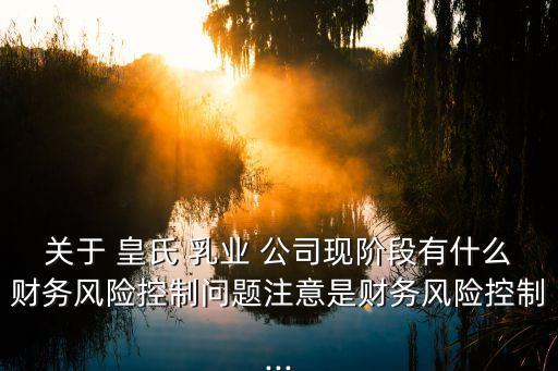 關(guān)于 皇氏 乳業(yè) 公司現(xiàn)階段有什么財(cái)務(wù)風(fēng)險(xiǎn)控制問(wèn)題注意是財(cái)務(wù)風(fēng)險(xiǎn)控制...