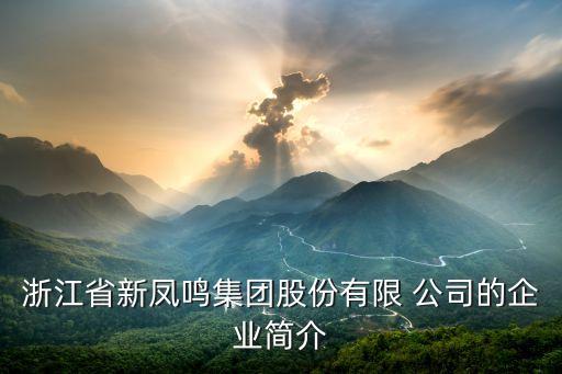 浙江省新鳳鳴集團(tuán)股份有限 公司的企業(yè)簡介