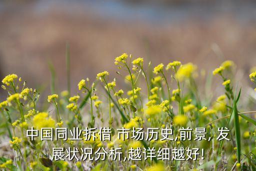 中國(guó)同業(yè)拆借 市場(chǎng)歷史,前景, 發(fā)展?fàn)顩r分析,越詳細(xì)越好!