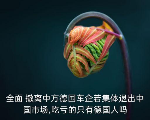 全面 撤離中方德國(guó)車企若集體退出中國(guó)市場(chǎng),吃虧的只有德國(guó)人嗎