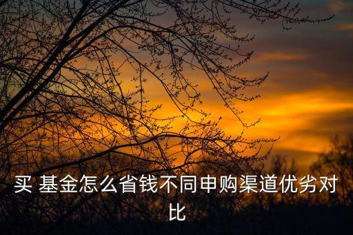 買 基金怎么省錢不同申購(gòu)渠道優(yōu)劣對(duì)比