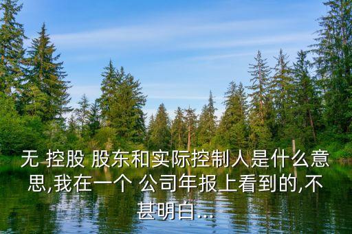 無(wú) 控股 股東和實(shí)際控制人是什么意思,我在一個(gè) 公司年報(bào)上看到的,不甚明白...