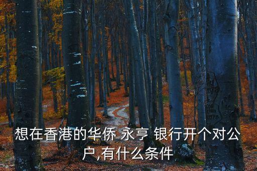想在香港的華僑 永亨 銀行開(kāi)個(gè)對(duì)公戶,有什么條件