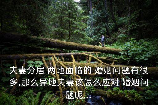 夫妻分居 兩地面臨的 婚姻問題有很多,那么異地夫妻該怎么應對 婚姻問題呢...