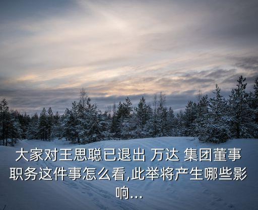 大家對(duì)王思聰已退出 萬(wàn)達(dá) 集團(tuán)董事職務(wù)這件事怎么看,此舉將產(chǎn)生哪些影響...