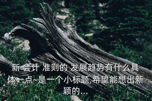 新 會計(jì) 準(zhǔn)則的 發(fā)展趨勢有什么具體一點(diǎn)~是一個(gè)小標(biāo)題,希望能想出新穎的...