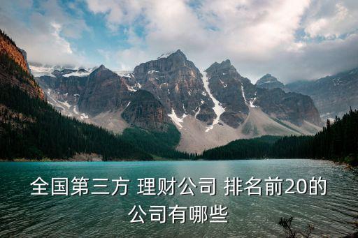 全國第三方 理財(cái)公司 排名前20的公司有哪些