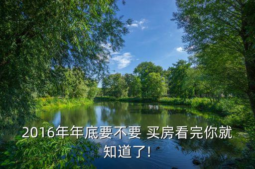 2016年年底要不要 買(mǎi)房看完你就知道了!