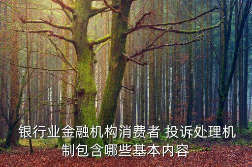  銀行業(yè)金融機構消費者 投訴處理機制包含哪些基本內(nèi)容