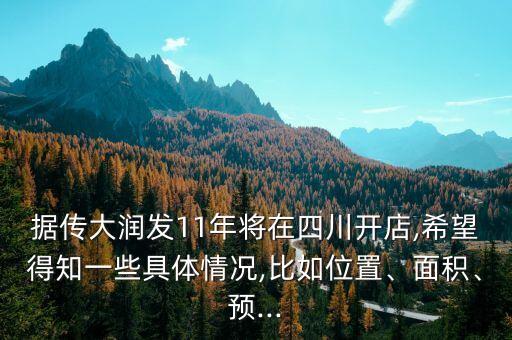 據(jù)傳大潤發(fā)11年將在四川開店,希望得知一些具體情況,比如位置、面積、預(yù)...