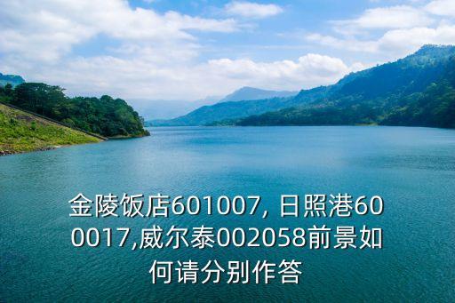 金陵飯店601007, 日照港600017,威爾泰002058前景如何請(qǐng)分別作答