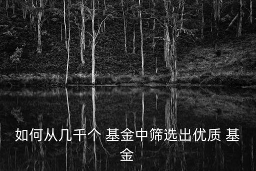 如何從幾千個(gè) 基金中篩選出優(yōu)質(zhì) 基金