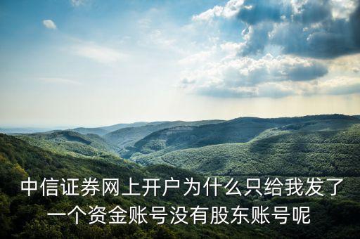  中信證券網(wǎng)上開戶為什么只給我發(fā)了一個(gè)資金賬號(hào)沒(méi)有股東賬號(hào)呢