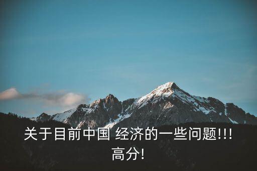 關(guān)于目前中國 經(jīng)濟的一些問題!!!高分!