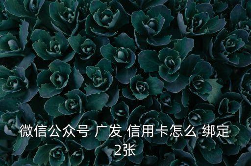 微信公眾號 廣發(fā) 信用卡怎么 綁定2張