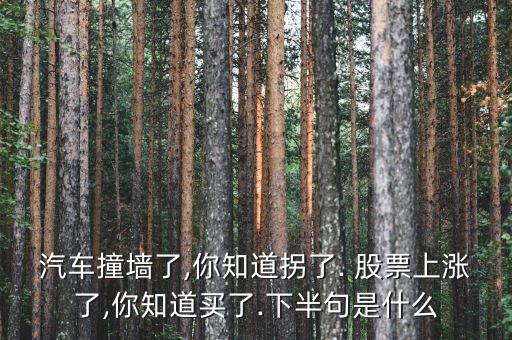 汽車(chē)撞墻了,你知道拐了. 股票上漲了,你知道買(mǎi)了.下半句是什么