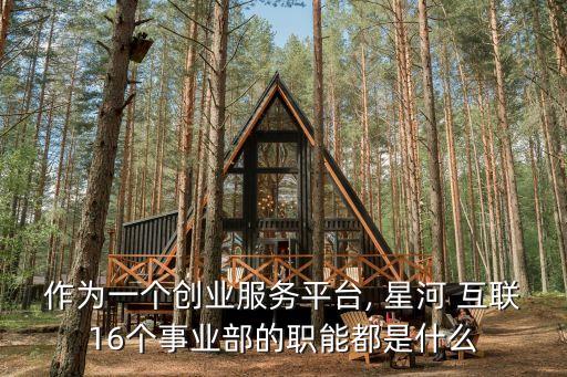 作為一個創(chuàng)業(yè)服務(wù)平臺, 星河 互聯(lián)16個事業(yè)部的職能都是什么