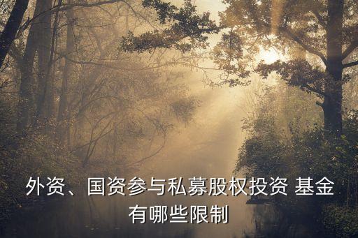  外資、國資參與私募股權(quán)投資 基金有哪些限制