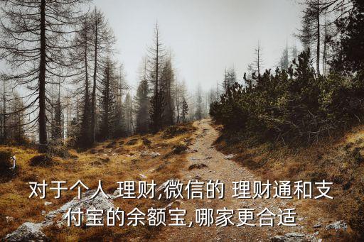 對于個(gè)人 理財(cái),微信的 理財(cái)通和支付寶的余額寶,哪家更合適