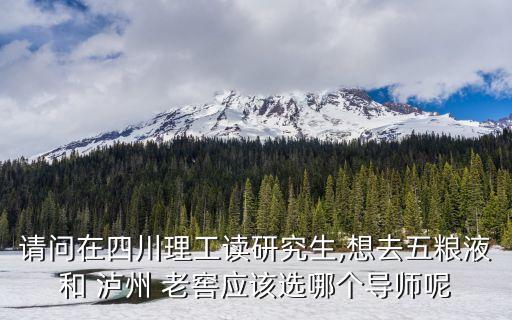 請(qǐng)問(wèn)在四川理工讀研究生,想去五糧液和 瀘州 老窖應(yīng)該選哪個(gè)導(dǎo)師呢
