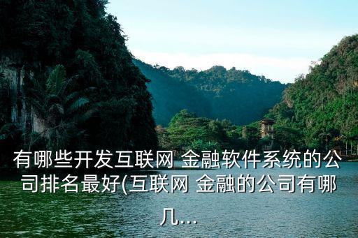有哪些開發(fā)互聯(lián)網(wǎng) 金融軟件系統(tǒng)的公司排名最好(互聯(lián)網(wǎng) 金融的公司有哪幾...