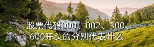  股票代碼000、002、300、600開頭的分別代表什么