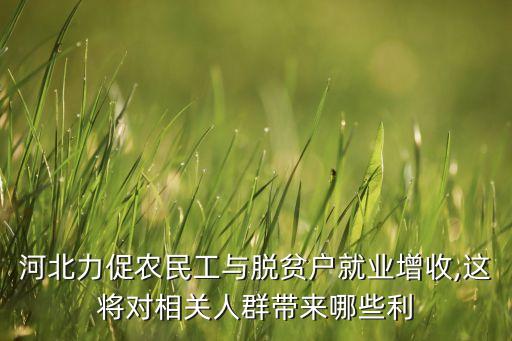河北力促農(nóng)民工與脫貧戶就業(yè)增收,這將對(duì)相關(guān)人群帶來哪些利