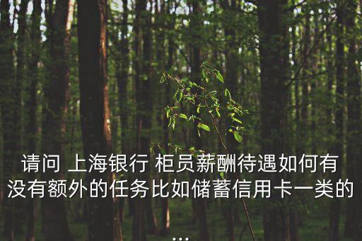 請(qǐng)問 上海銀行 柜員薪酬待遇如何有沒有額外的任務(wù)比如儲(chǔ)蓄信用卡一類的...