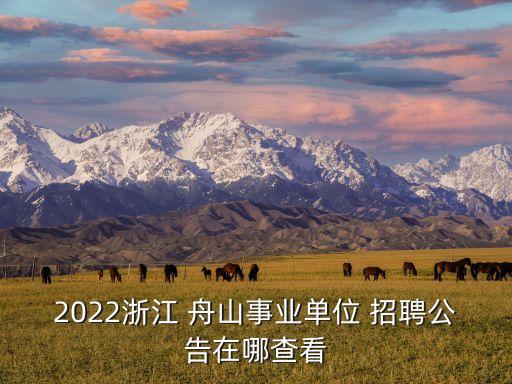 2022浙江 舟山事業(yè)單位 招聘公告在哪查看