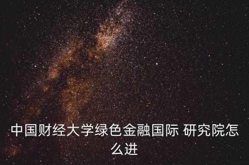 中國財(cái)經(jīng)大學(xué)綠色金融國際 研究院怎么進(jìn)